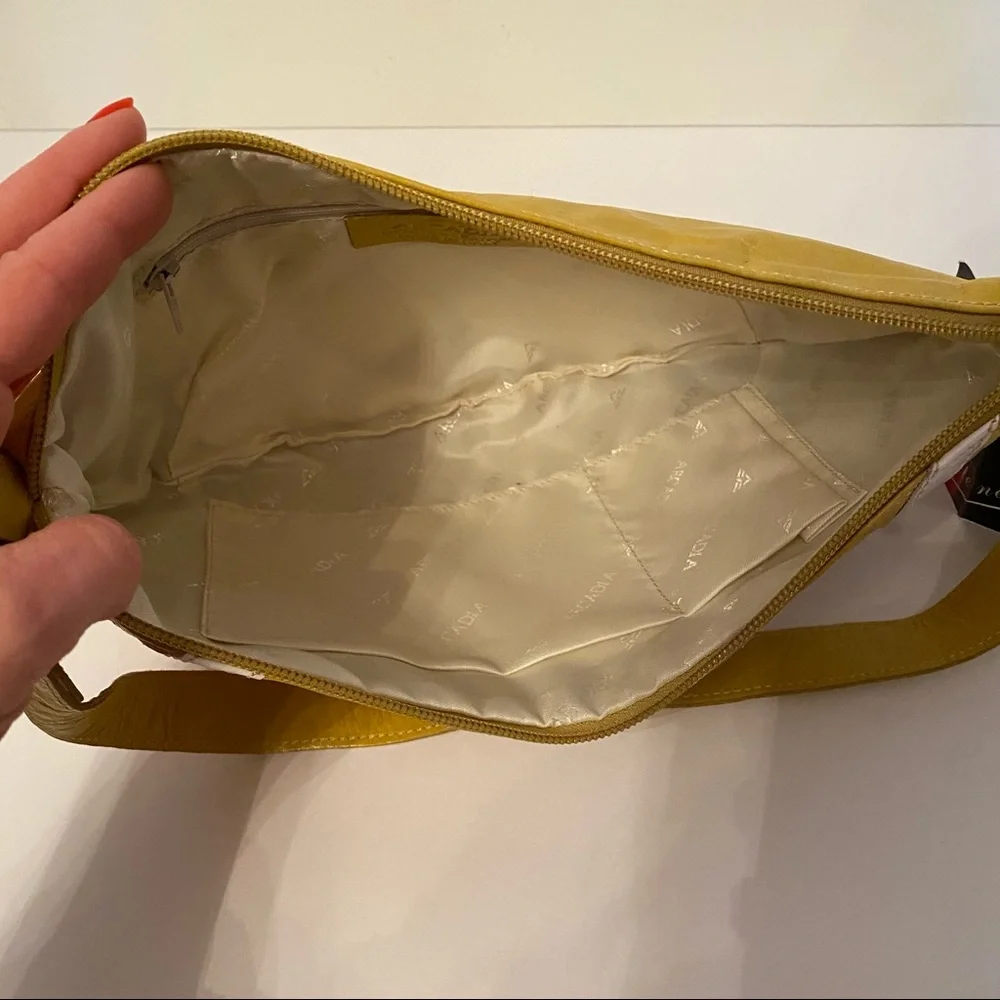 ARCADIA NEW NWT BAG SHOULDER YELLOW LEATHER ITALY ZIP TOP